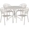 Emma and Oliver Commercial 35.25" Round Metal Garden Patio Table Set w/ 4 Round Back Chairs